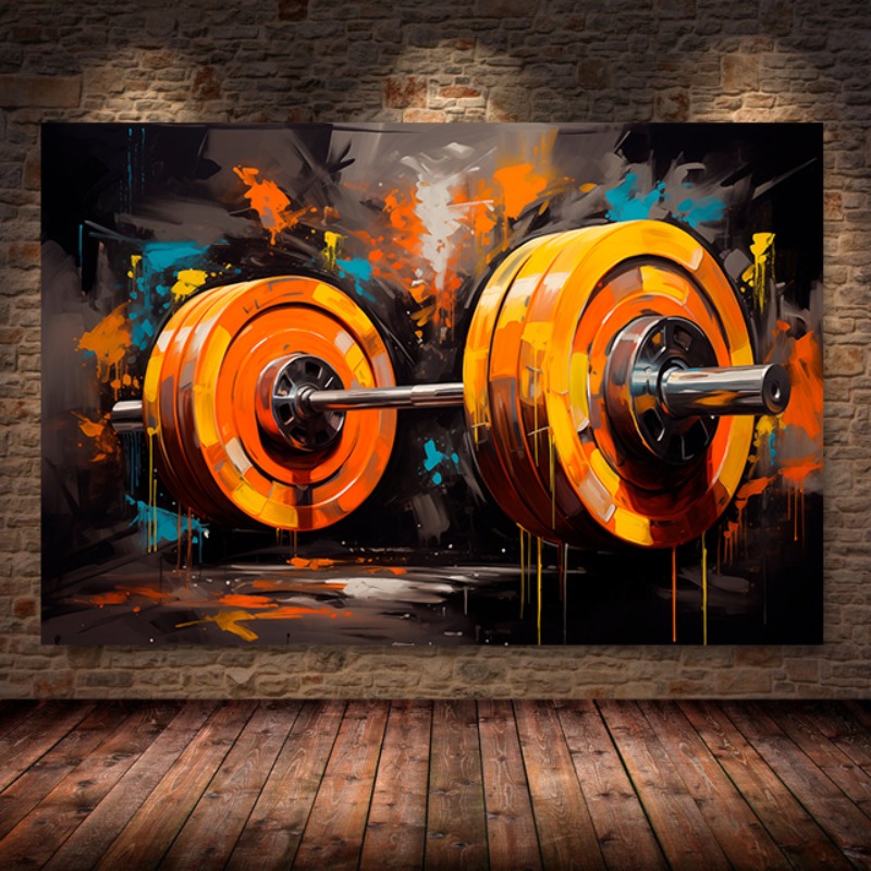 Sports Equipment Poster - Graffiti Barbell Canvas Painting Print Sport